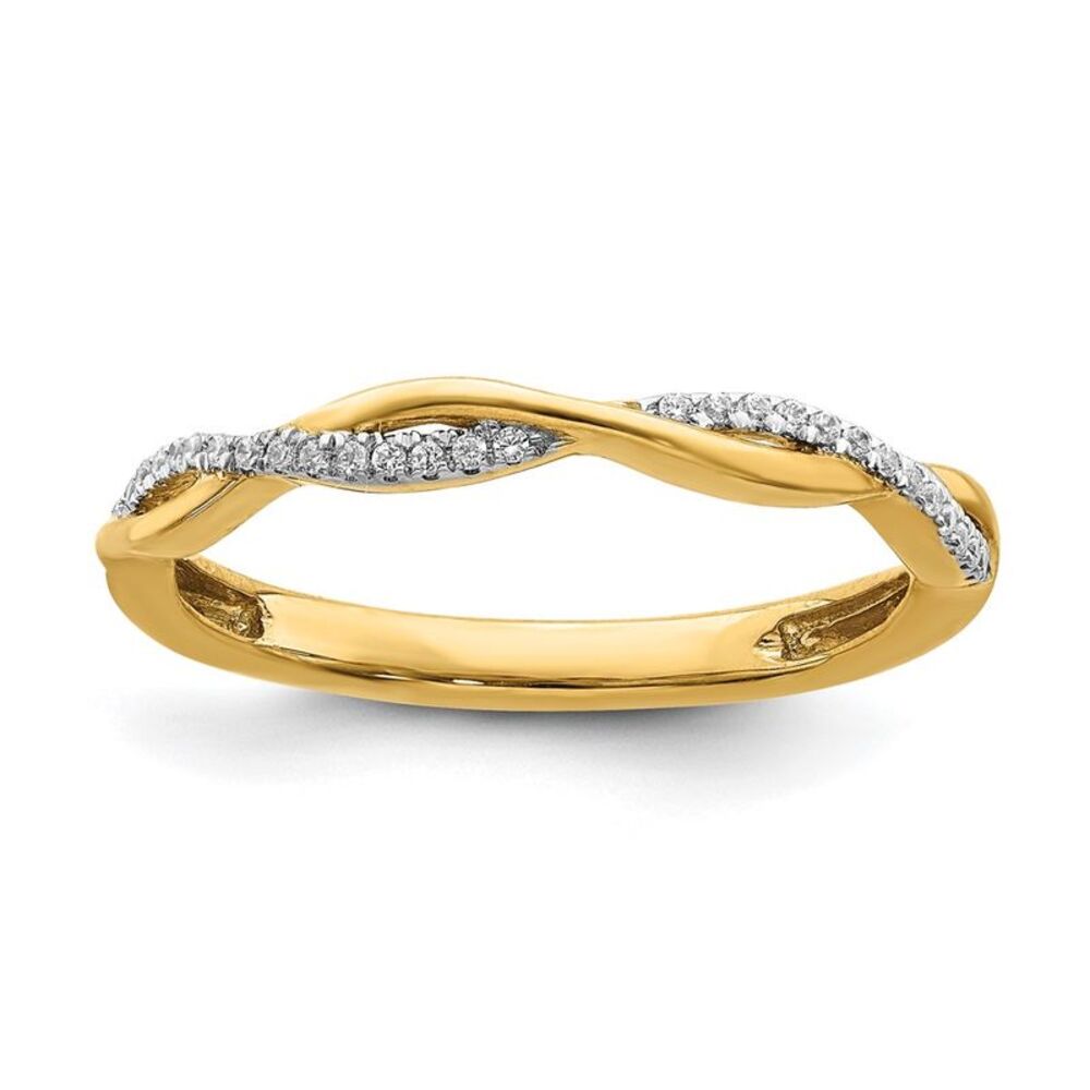2mm 14k Yellow Gold 1/15 Ctw Diamond Stackable Twist Band, Size 7